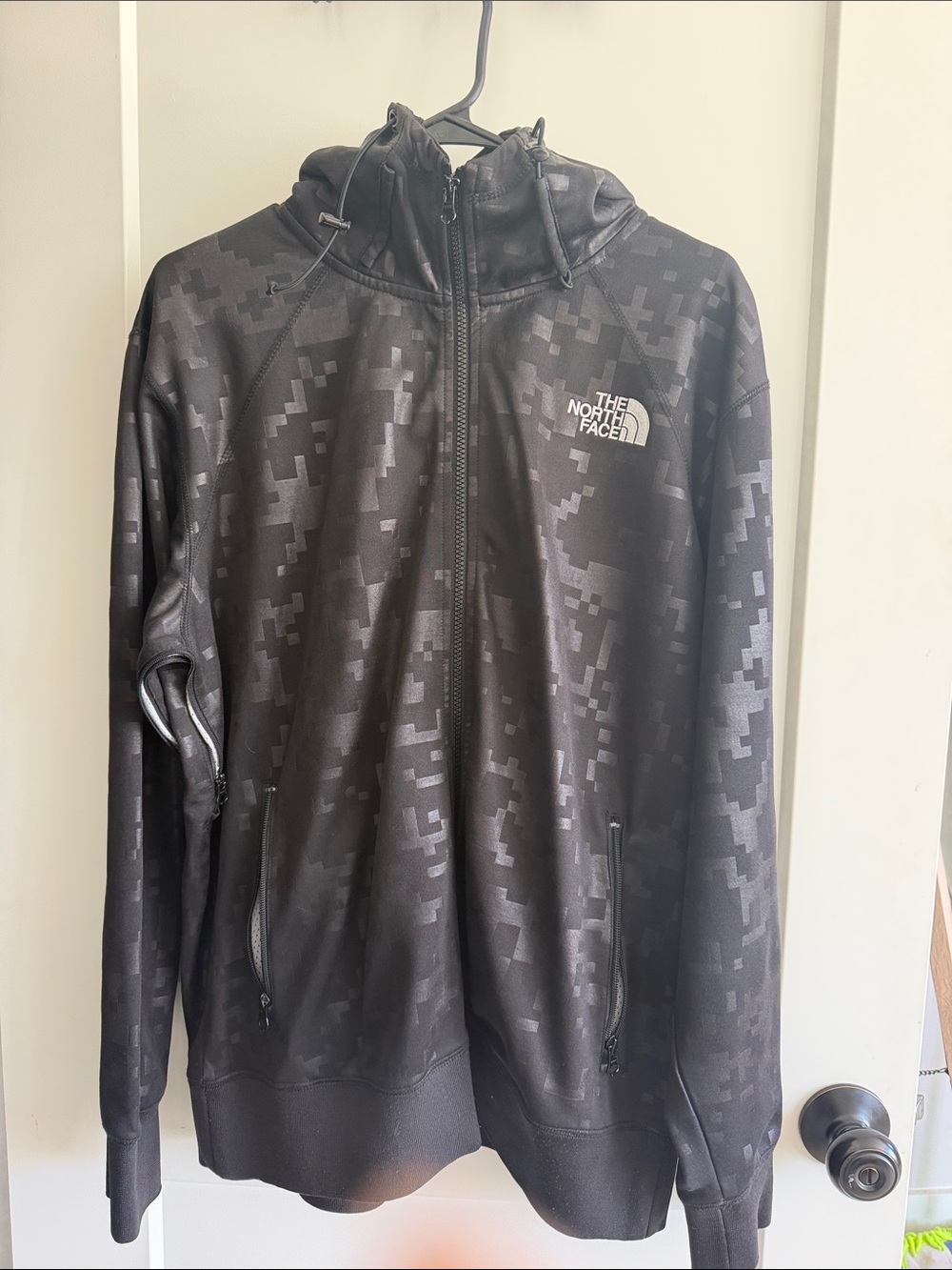The North Face Men’s Black Pixel Camo Full-Zip Hooded Jacket